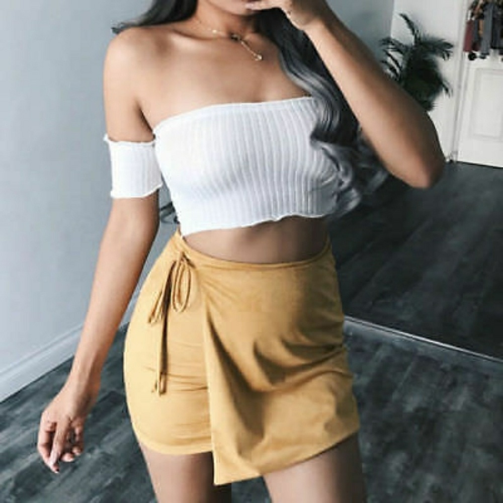 White off shoulder crop top NWT